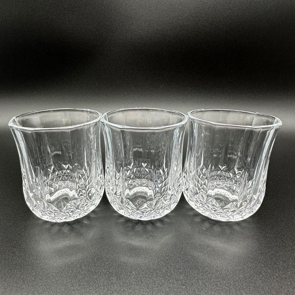 Cristal d'Arques Longchamp old fashion Glasses Set of 3 Crystal Post 2010